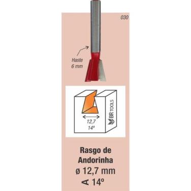 Imagem de Fresa Tupia Encaixe ( Rabo De Andorinha ) 12,7mm Haste 6mm - Vonder 