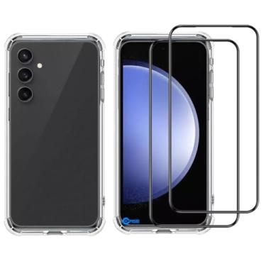 Imagem de Capa S23 FE 5g, Capinha Anti Impacto e 2x Pelicula Vidro 3D Para Samsung Galaxy S23 FE Case Transparente Proteção de Câmera