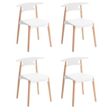 Imagem de KIT 4 Cadeira Branca Area Externa Rebecca Design Mesa de Jantar Cozinh