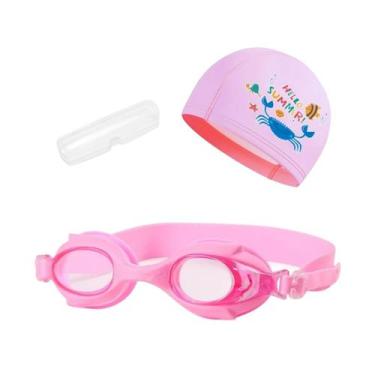 Imagem de Kit Óculos Natação Com Estojo e Touca Infantil Desenhos Coleção Peixin