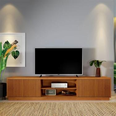 Imagem de Rack Logan 1.80 cm com 2 Portas Ripadas Mavaular, Naturale