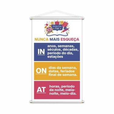 Imagem de Preposições Em Inglês In On At Banner Pedagógico 80X50Cm - Plimshop