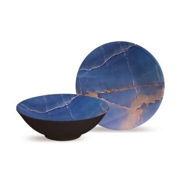 Imagem de Conjunto 6 bowls decorados 300ml Lápis Lázuli - Alleanza Cerâmica