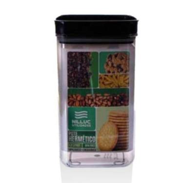 Imagem de Pote Hermetico Acrilico Quadrado1,2 Lts M  Empilhavel Nilluc, FUMÊ