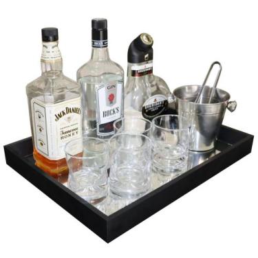 Imagem de Bandeja Espelhada Decorativa Retangular Café Bebidas 33x43cm Oferta - 