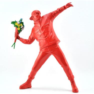 Imagem de Decoração para casa ornamento escultura estatueta nova arte moderna bancosy flor bomberman resina estátua inglaterra arte de rua estátua plástico bomberman