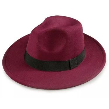 Imagem de Chapéu Fedora Feltro Aba Grande Unissex - HHW, Vinho