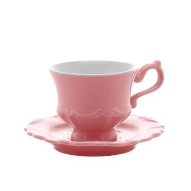Imagem de Xícara de Café Porcelana com Pires 90ml 6 peças Rosé  Fancy Wolff