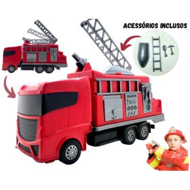 Imagem de Caminhão Brinquedo Bombeiro Infantil Carrinho Vermelho Carro - Diverpl