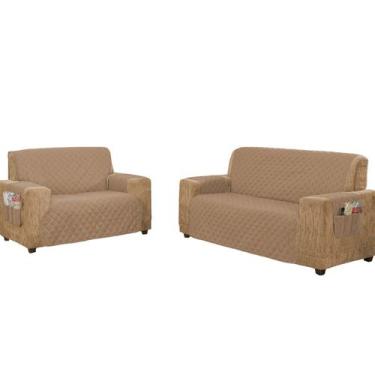 Imagem de Jogo de protetor de sofá para sofá couro 3 e 2 lugares com fixador - l