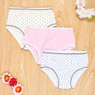 Imagem de Kit Calcinha 3 Peças Infantil Algodão Poá Estampas Sortidas - VOLLE FA