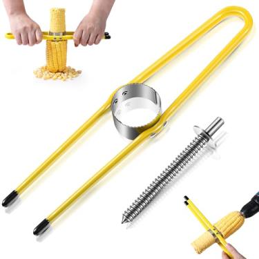 Imagem de Gulfmew Cortador de milho com broca, conjunto de 2 peças de descascador de milho, descascador de espigas de milho, triturador de milho com broca, ferramenta de decapagem de milho, fatiador para