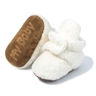 Imagem de Botas de lã infantis para bebês recém-nascidos, confortáveis, macias, antiderrapantes, para bebês, meias de inverno, quentes, primeiros caminhadas, sapatos para berço, A_beige, 3-6 Months Infant