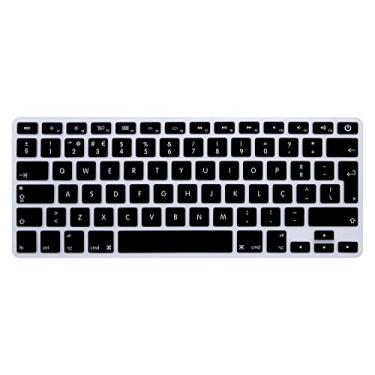 Imagem de HRH Capa de silicone para teclado português para MacBook Air 13, MacBook Pro 13/15/17 (com ou sem tela retina, versão 2015 ou mais antiga), para iMac antigo EU Layout protetor de teclado - preto