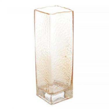Imagem de Vaso de Vidro com Borda Dourada Âmbar Taj 8x25cm 29256 - Wolff - LYOR,