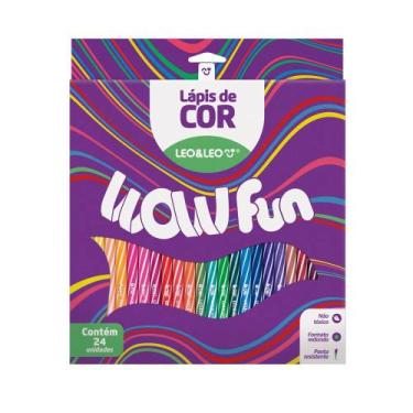 Imagem de Lápis de Cor Escolar Redondo 24 Cores Wow Fun Leo & Leo - LEO&LEO