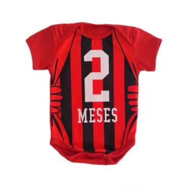 Imagem de Body de Bebê Mesversario Manga Curta Time de Futebol Com Mês - Calupa,