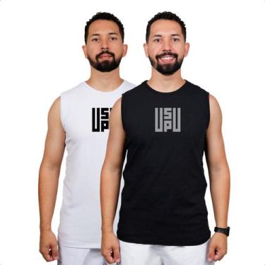 Imagem de 02 Regata Camiseta Cavada Masculina Camisa Canelada Academia Treino Te