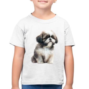 Imagem de Camiseta Algodão Infantil Cachorro Shih Tzu Filhote - Foca na Moda, Br