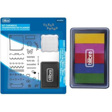 Imagem de Kit Carimbos Transparentes Planner Clear Stamp + Almofada Carimbeira D