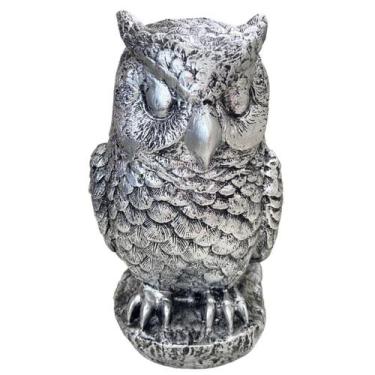 Imagem de Coruja em Resina Espanta Pombos Chapiscado Decoração Estatueta 25cm - 