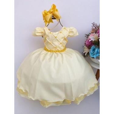 Imagem de Vestido De Festa Infantil Daminhas Amarelo luxo - vestidocas, 1 ano, A