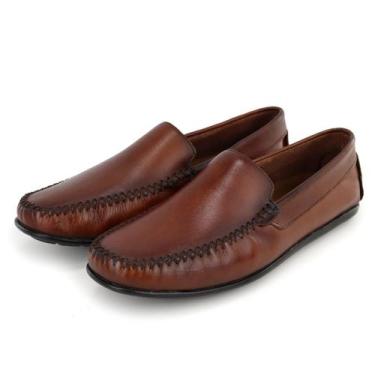 Imagem de Mocassim Casual Masculino Couro Legitimo Granado - 608 - Conhaque, 42