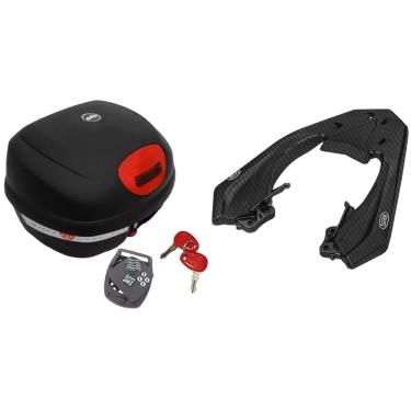 Imagem de KIT BAÚ MOTO 33L MONOLOCK GIVI E-33N + BAGAGEIRO SCAM Cb Twister 250 2016 A 2022 FIBERFORCE