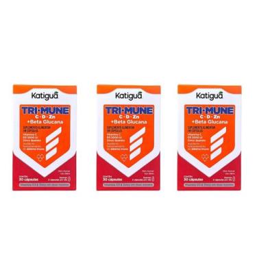 Imagem de Kit 3 Trimune Vit C Vit D E Zinco + Beta Glucana 30 Capsulas - Katigua