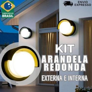 Imagem de Arandela Exterior Interior Redonda Branca Parede + Lâmpada Led G9 9w -