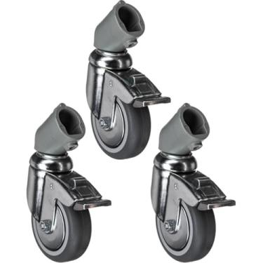 Imagem de Manfrotto Rodízio de 110 75 mm com freios para todos os diâmetros de perna de 22 mm – Conjunto de 3