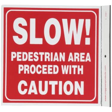Imagem de Zing Green Products 2561 Placa de segurança de plástico reciclado "Slow Pedestrian Area", 18 cm de comprimento, 17,8 cm de largura, 6,3 cm de altura