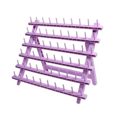 Imagem de Laflare® Rack trançado 60 carretéis, suporte de cabelo trançado de PP, suporte de linha, organizador de costura, acolchoado, bordado - suporte de extensão versátil (roxo)