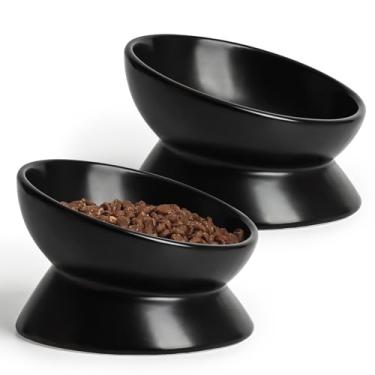 Imagem de YAUYIK Tigelas Para Gatos Anti-Vômito, Tigelas Elevadas Para Comida De Gato, Tigela Elevada Inclinada Para Gato, Tigela De Cerâmica De 10 Oz Para Comida De Animais De Estimação Para Gatos De Rosto Pla
