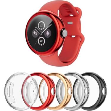 Imagem de Rc-Z Capa protetora de tela para Google Pixel Watch 3 (2024) 45 mm, [pacote com 5] Capa protetora geral de TPU macio resistente a arranhões para Pixel Watch 3 acessórios de 45 mm
