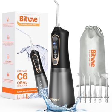 Imagem de Bitvae Water Flossers for Teeth - Cordless Water Dental Flosser Teeth Picks for Travel with 6 Jet Tips, 3 Modes 5 intensities, IPX7 Waterproof Portable & Rechargeable Oral Irrigator Cleaner, Black