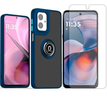 Imagem de GR Global Revolution, Capa Case Anel Para Motorola Moto G55 + Pelicula Hidrogel Cor:Azul