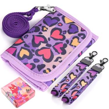 Imagem de Carteira infantil para meninas, Leopardo - roxo