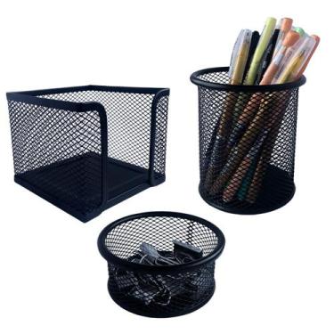 Imagem de Kit organizador black porta caneta lapis clips e lembretes - Markys St