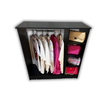 Imagem de Balcao Cabide Central Para Loja Expositor De Roupa Mdf Preto - MOVEIS 
