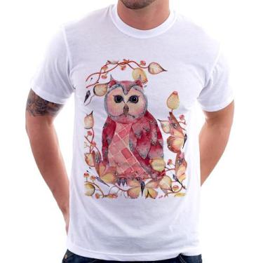 Imagem de Camiseta Coruja e Folhas - Foca na Moda, Branco, G