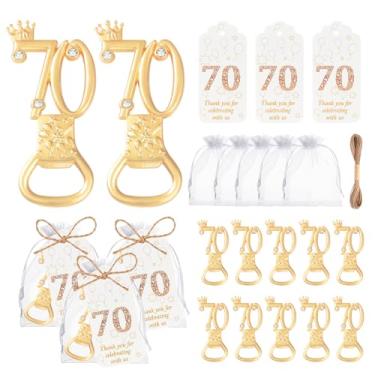 Imagem de 50 peças de brindes de festa de 50 anos, conjunto de abridor de garrafas de 50º aniversário, 50 abridores de garrafas dourados, lembrancinhas de festa personalizadas, lembranças de aniversário de 50