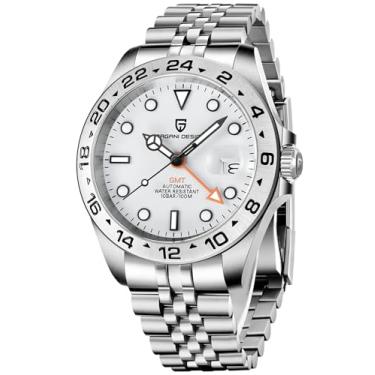 Imagem de CEYADG Pagani Design Relógios masculinos mecânicos automáticos GMT 42 mm esporte impermeável aço inoxidável safira vidro relógio de pulso, Prata, Moderno