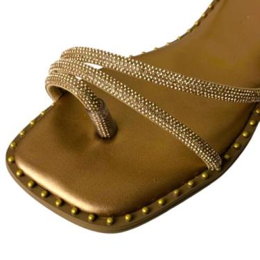 Imagem de Rasteira com Regulador Strass Brilho Rasteirinha Feminina Dedinho Sand