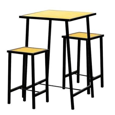 Imagem de Conjunto Mesa Bar Bistrô Madeira Industrial Natural Com 2 Bancos