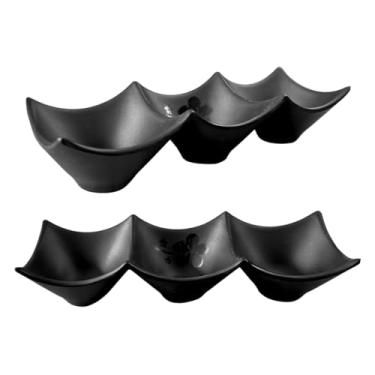 Imagem de 12 Molheira Tripla em Melamina Preta Para Molho Shoyu