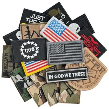 Imagem de Butie 20 adesivos táticos com gancho e laço, remendo de moral militar bordado para mochila, colete, chapéu, roupas