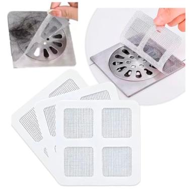 Imagem de KIT 10 Telas Protetor de Ralos Adesivos Descartáveis Anti-insetos Bloqueia Barata Escorpião Mosquito da Dengue Tela Telinha Protetora Filtro Coletor de Cabelo Adesivo Ralo Banheiro Cozinha 10x10cm