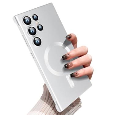 Imagem de Omio Capa fina magnética para Galaxy S23 ultra compatível com MagSafe, policarbonato fosco ultrafino, design minimalista sem moldura sem bordas com protetor de lente de câmera para homens e mulheres,