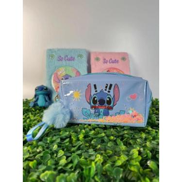 Imagem de Estojo Escolar Necessaire Stitch Infantil Com Alça E Pompom - DAFU, Az